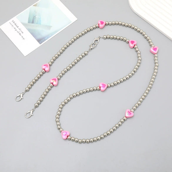 Plastic Girls' Crossbody Bag With Love Heart Water Drop Bell Pattern And Electroplated Chain Pendant Mobile Phone Chain