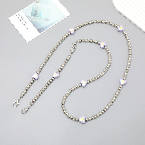 Plastic Girls' Crossbody Bag With Love Heart Water Drop Bell Pattern And Electroplated Chain Pendant Mobile Phone Chain