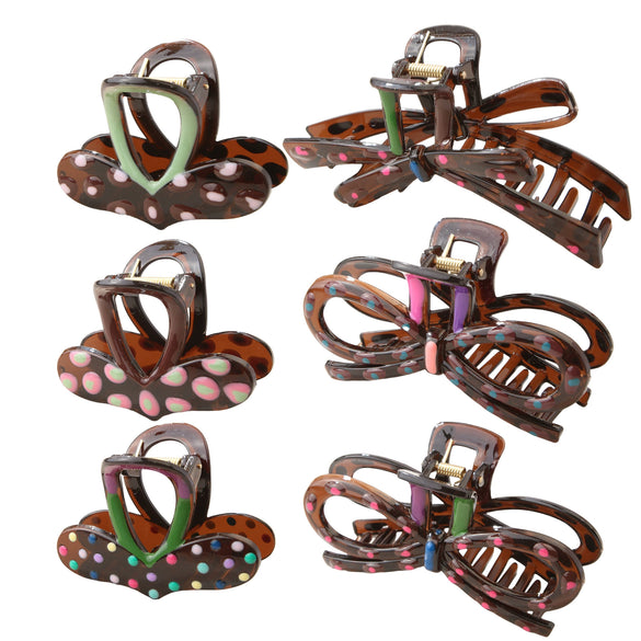 Plastic Hair Grab Clip With Dripping Oil Design Fashion Style For Women