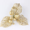 Plastic Handmade Christmas Decorations Gold Red Glitter Hollow Leaf Flower Fruit Accessories