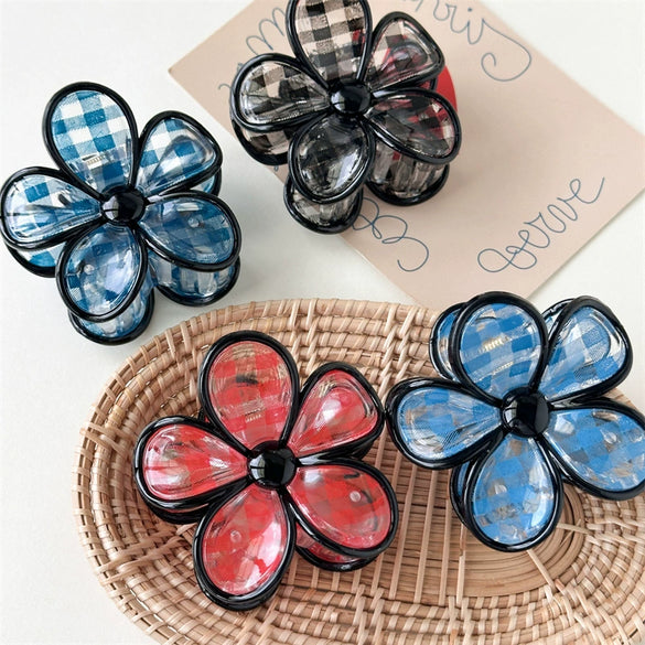 Plastic Handmade Flower Shark Hair Clip For Women Fashion Ol Style Head Accessories