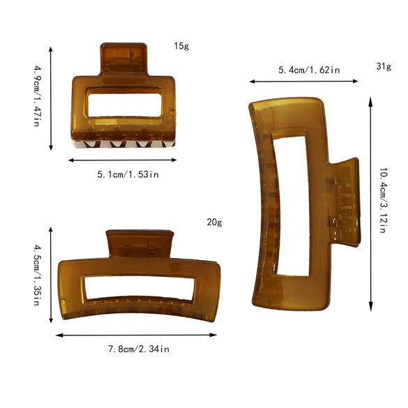 Plastic Handmade Square Grab Clip For Women With Simple Geometric Style And Plaid Styling