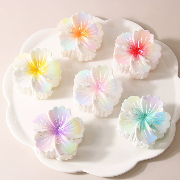 Plastic Heart Flower Hair Grab Clip Electroplated Minimalist Style Women's Headwear