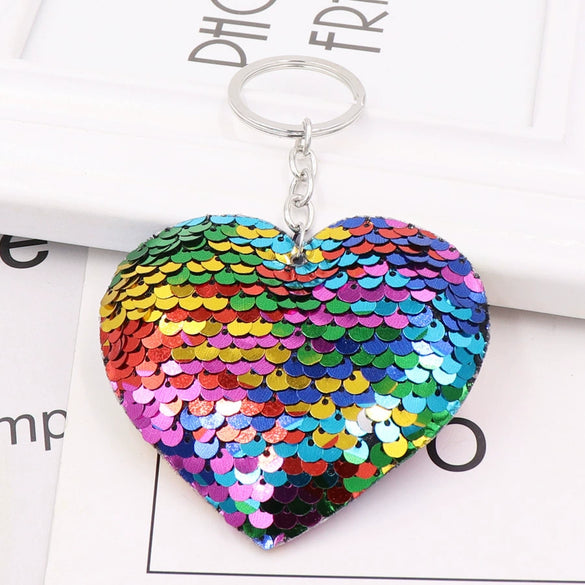 Plastic Heartshaped Sequin Keychain
