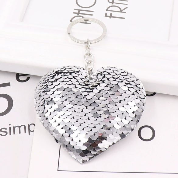 Plastic Heartshaped Sequin Keychain