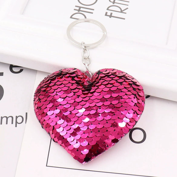 Plastic Heartshaped Sequin Keychain
