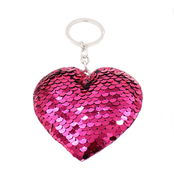 Plastic Heartshaped Sequin Keychain