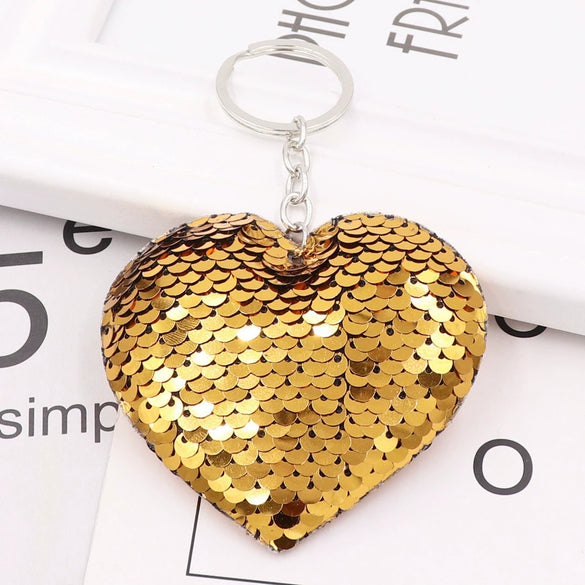 Plastic Heartshaped Sequin Keychain