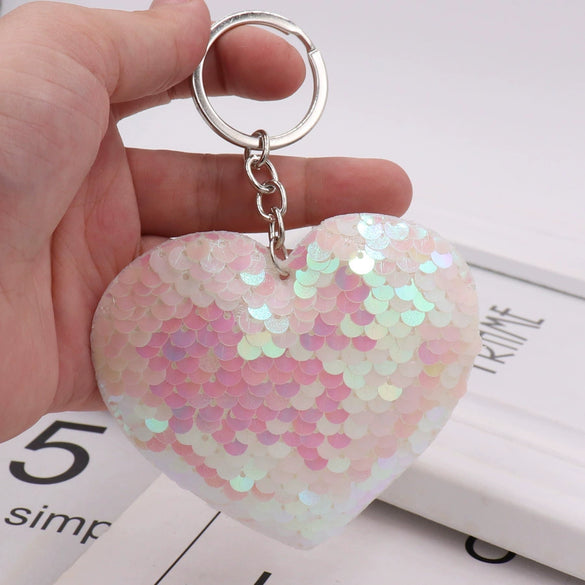 Plastic Heartshaped Sequin Keychain