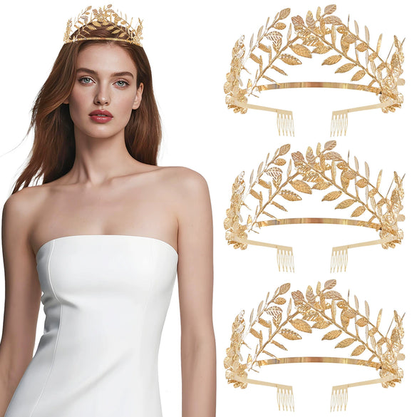Plastic Metal Leaf Crown Baroque Style Electroplating Headband Hair Accessories