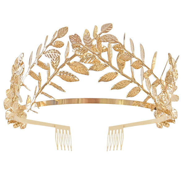 Plastic Metal Leaf Crown Baroque Style Electroplating Headband Hair Accessories