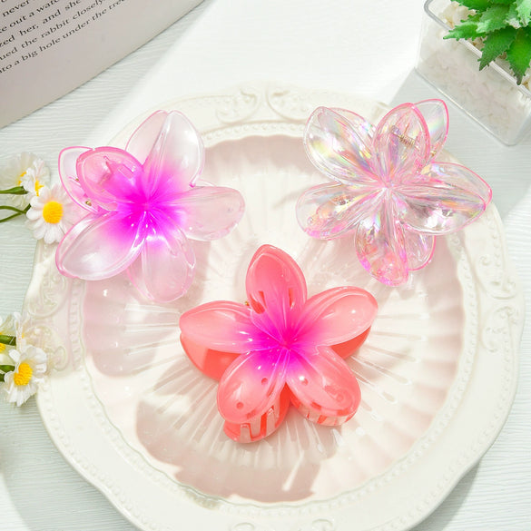 Plastic Plumeria Shape Fresh And Simple Style Spray Painted Hair Accessories Hairpin Shark Clip