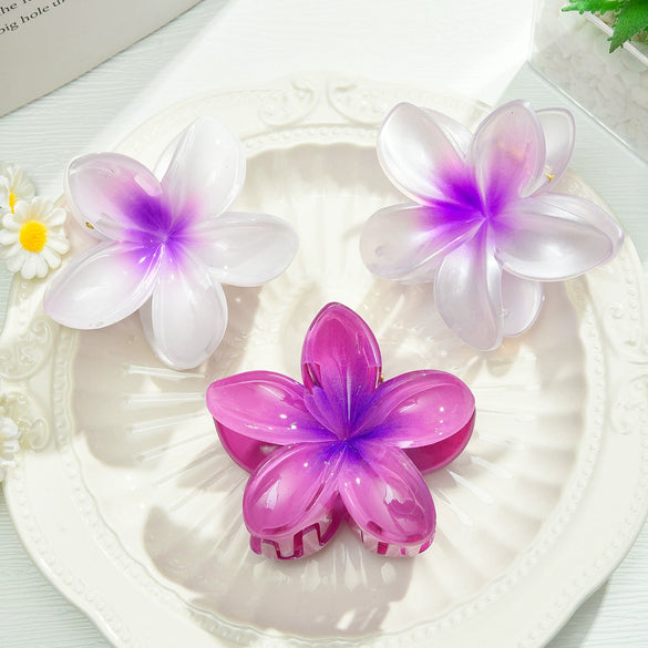 Plastic Plumeria Shape Fresh And Simple Style Spray Painted Hair Accessories Hairpin Shark Clip