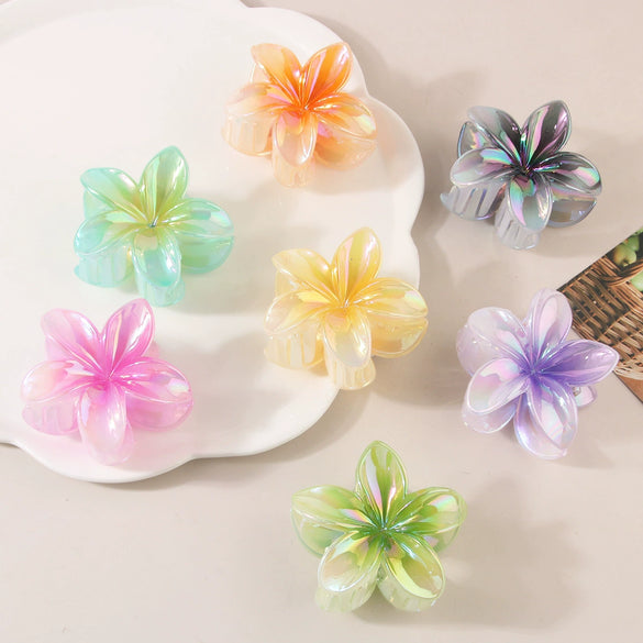 Plastic Plumeria Sweet Flower Baking Paint Hair Shark Clip Women's Hair Accessories