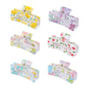 Plastic Rectangle Women's Grab Clip With Water Transfer Flower Printing