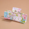 Plastic Rectangle Women's Grab Clip With Water Transfer Flower Printing