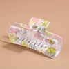 Plastic Rectangle Women's Grab Clip With Water Transfer Flower Printing