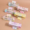 Plastic Rectangle Women's Grab Clip With Water Transfer Flower Printing