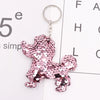 Plastic Reflective Double Sided Sequin Puppy Animal Keychain Pendant