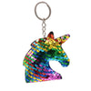 Plastic Reflective Double Sided Sequins Unicorn Head Key Chain Pendant