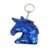 Plastic Reflective Double Sided Sequins Unicorn Head Key Chain Pendant