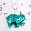 Plastic Reflective Doublesided Sequin Keychain In Modern Art Style With Elephant And Unicorn Shapes