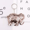 Plastic Reflective Doublesided Sequin Keychain In Modern Art Style With Elephant And Unicorn Shapes