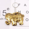 Plastic Reflective Doublesided Sequin Keychain In Modern Art Style With Elephant And Unicorn Shapes