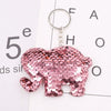 Plastic Reflective Doublesided Sequin Keychain In Modern Art Style With Elephant And Unicorn Shapes