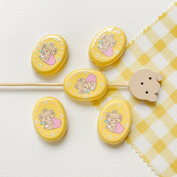 Plastic Resin Beaded Jewelry With Checkered Bear Pattern And Fuel Injection Processing Loose Beads For Diy Bracelet Necklace Mobile Phone Chain