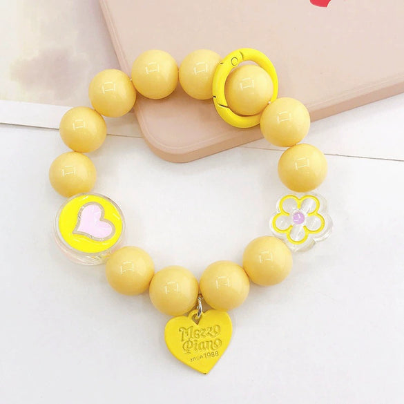 Plastic Resin Candycolored Bracelet Pendant Phone Lanyard With Plant Flowers Pattern And Baking Varnish Treatment