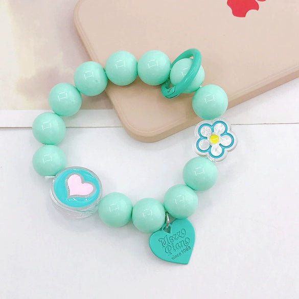 Plastic Resin Candycolored Bracelet Pendant Phone Lanyard With Plant Flowers Pattern And Baking Varnish Treatment