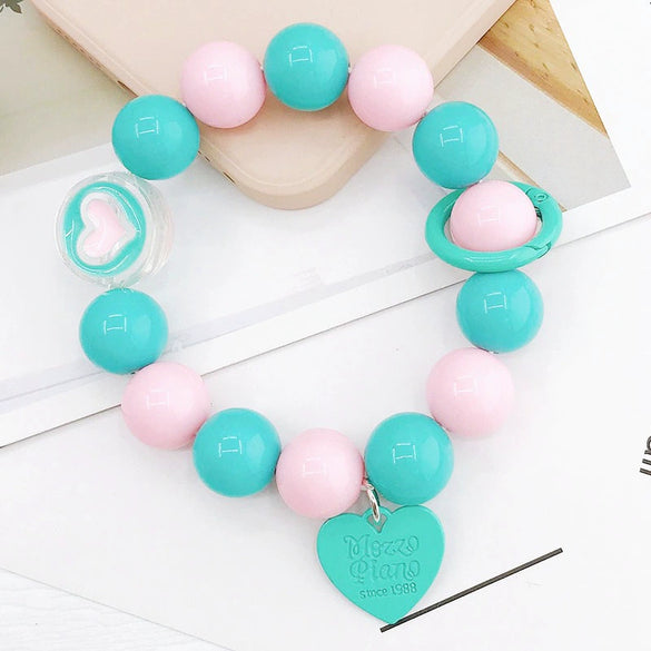 Plastic Resin Candycolored Bracelet Pendant Phone Lanyard With Plant Flowers Pattern And Baking Varnish Treatment