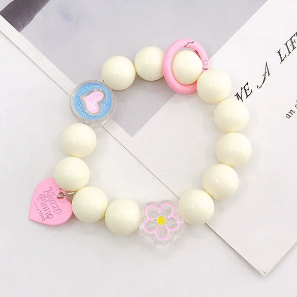 Plastic Resin Candycolored Bracelet Pendant Phone Lanyard With Plant Flowers Pattern And Baking Varnish Treatment