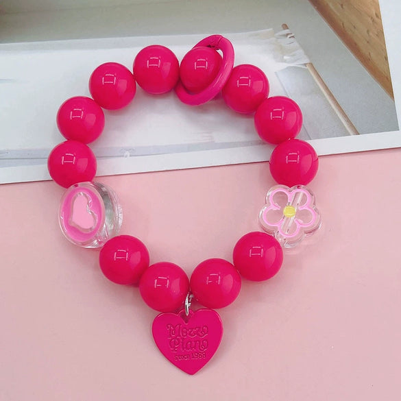 Plastic Resin Candycolored Bracelet Pendant Phone Lanyard With Plant Flowers Pattern And Baking Varnish Treatment
