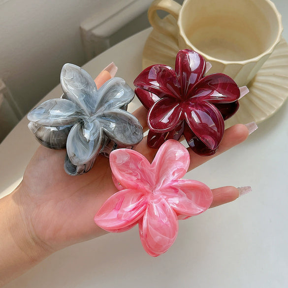 Plastic Resin Egg Flower Hair Clip Three Piece Set With Baking Paint For Women