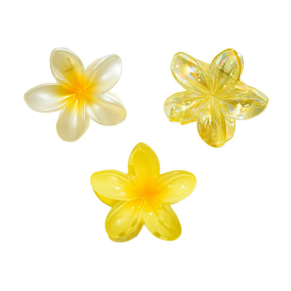 Plastic Resin Egg Flower Hair Clip Three Piece Set With Baking Paint For Women