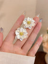 Plastic Resin Flower Ear Studs Electroplating Women's Pastoral Style