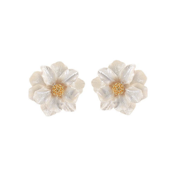Plastic Resin Flower Ear Studs Electroplating Women's Pastoral Style