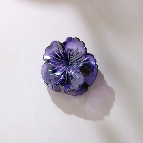 Plastic Resin Flower Hair Grab Clip Fashion Baking Paint Headwear For Women