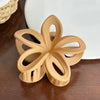 Plastic Resin Flower Hair Shark Clip With Painted Hollow Frosted Design For Women