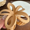 Plastic Resin Flower Hair Shark Clip With Painted Hollow Frosted Design For Women
