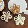 Plastic Resin Flower Hair Shark Clip With Painted Hollow Frosted Design For Women