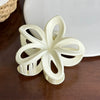 Plastic Resin Flower Hair Shark Clip With Painted Hollow Frosted Design For Women