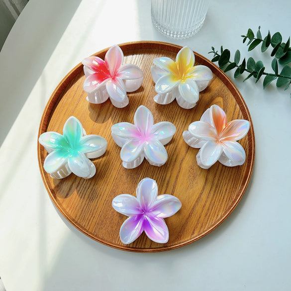 Plastic Resin Flower Shark Hair Clips Electroplated Women's Hair Accessories Simple Style
