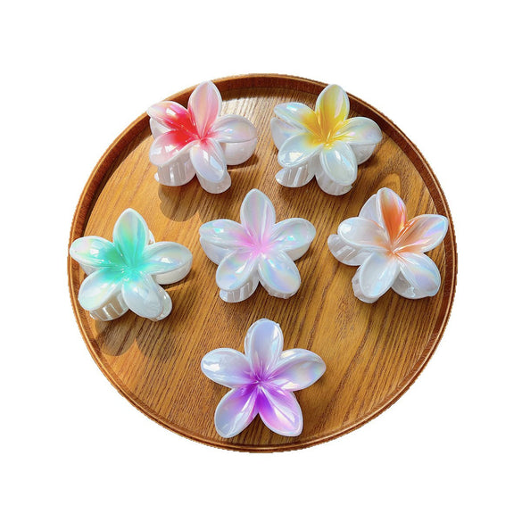 Plastic Resin Flower Shark Hair Clips Electroplated Women's Hair Accessories Simple Style