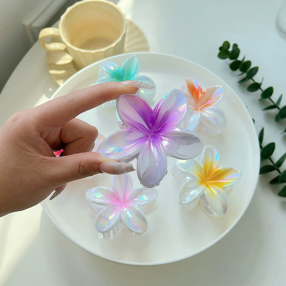 Plastic Resin Flower Shark Hair Clips Electroplated Women's Hair Accessories Simple Style