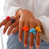 Plastic Resin Geometric Irregular Double Water Drop Electroplated Women's Ring