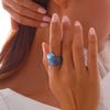Plastic Resin Geometric Irregular Double Water Drop Electroplated Women's Ring