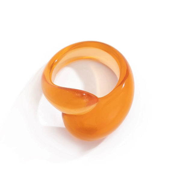Plastic Resin Geometric Irregular Double Water Drop Electroplated Women's Ring
